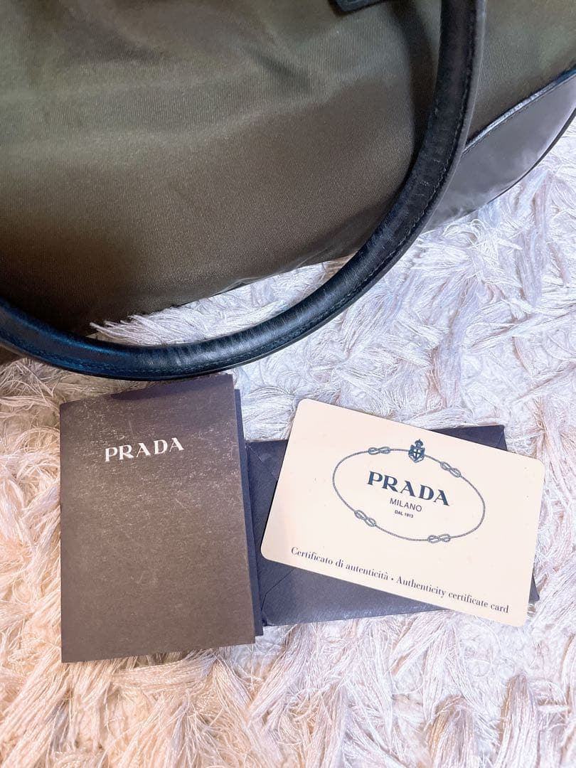 美品　PRADA プラダ　オリーブグリーン ハンドバッグ　トートバッグ