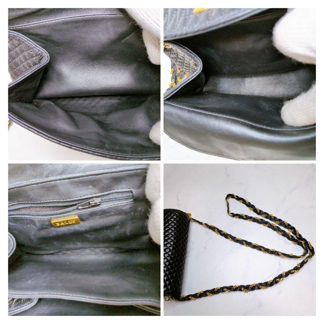 バリー ショルダーバック キルティング チェーン Bロゴ ブラック レザー