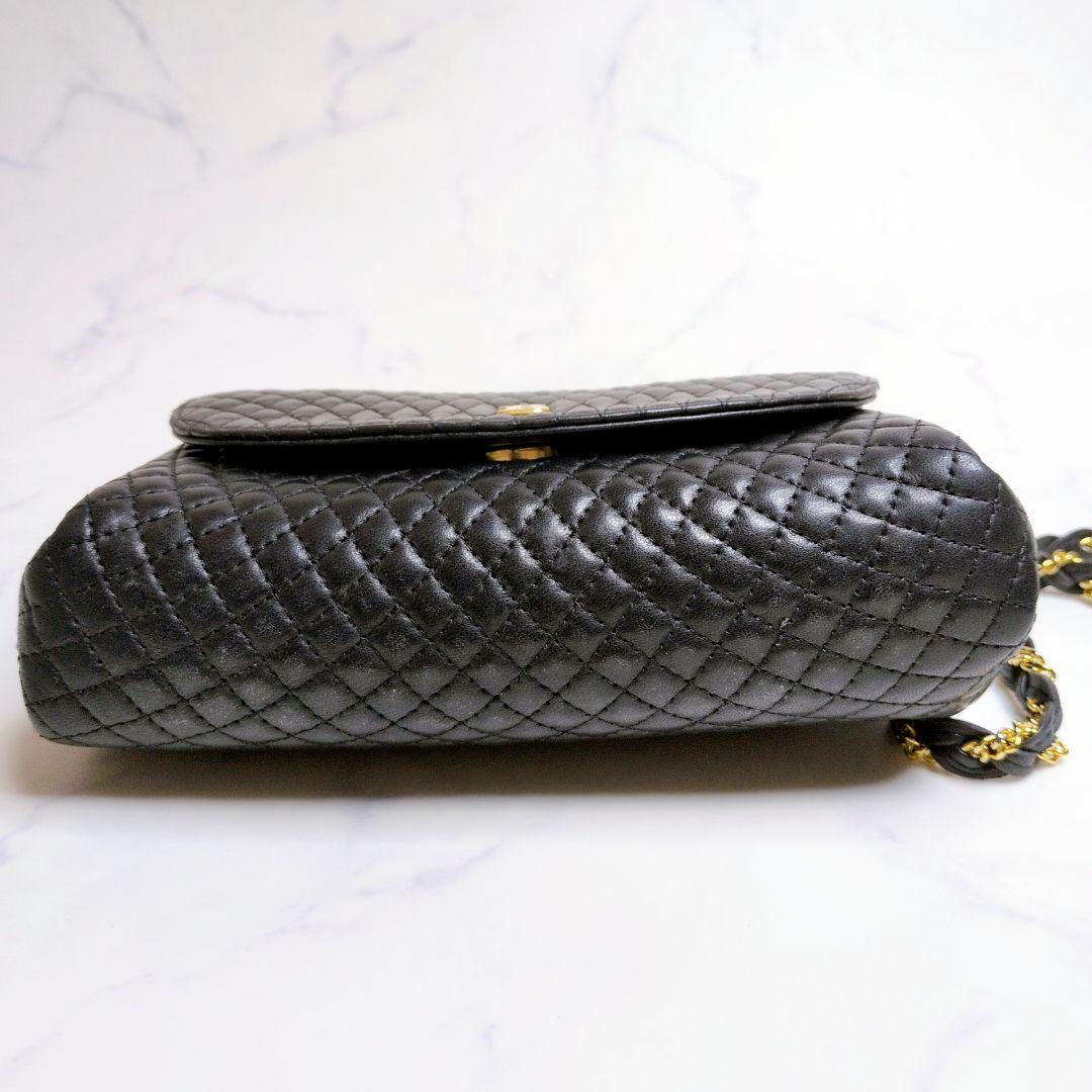 バリー ショルダーバック キルティング チェーン Bロゴ ブラック レザー