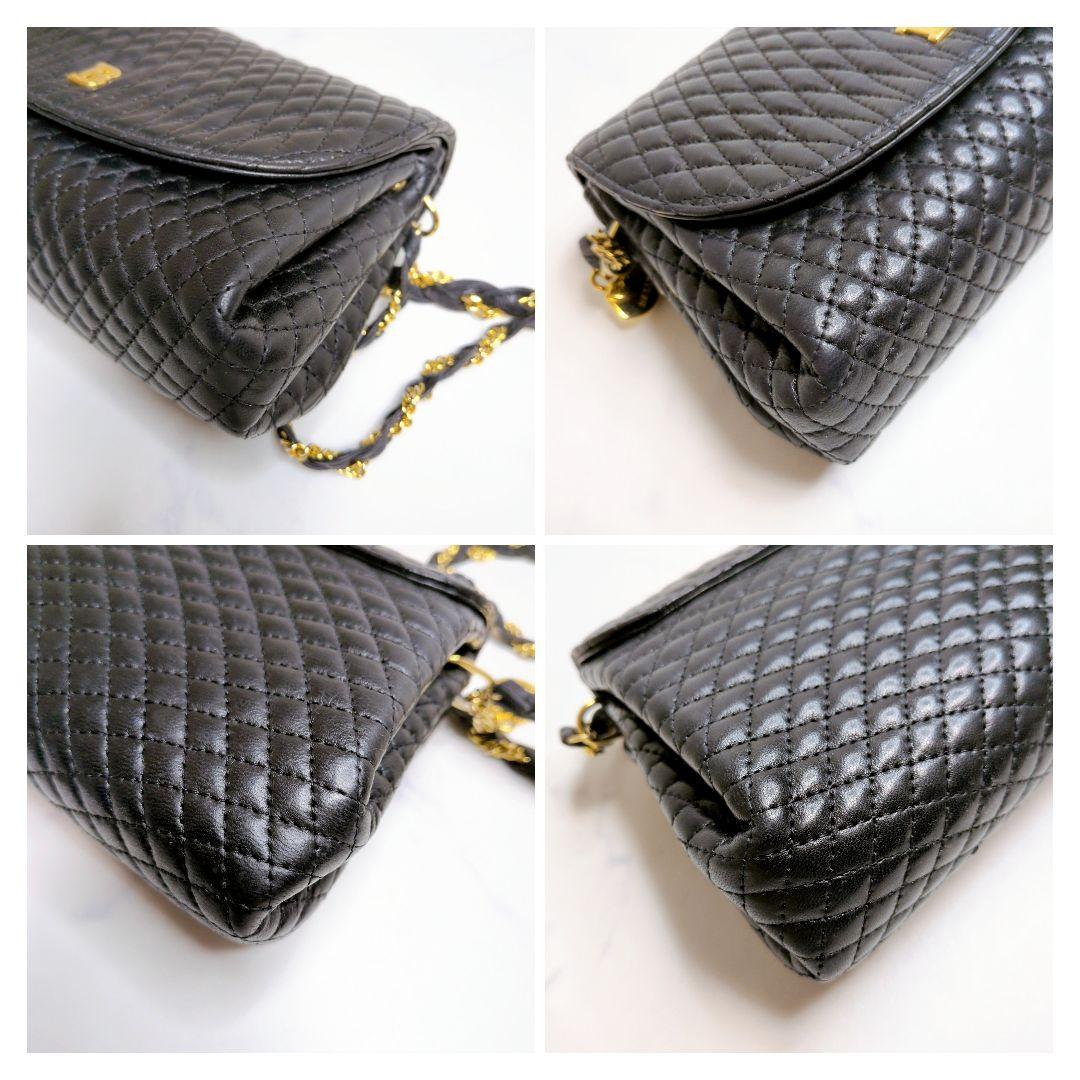 バリー ショルダーバック キルティング チェーン Bロゴ ブラック レザー