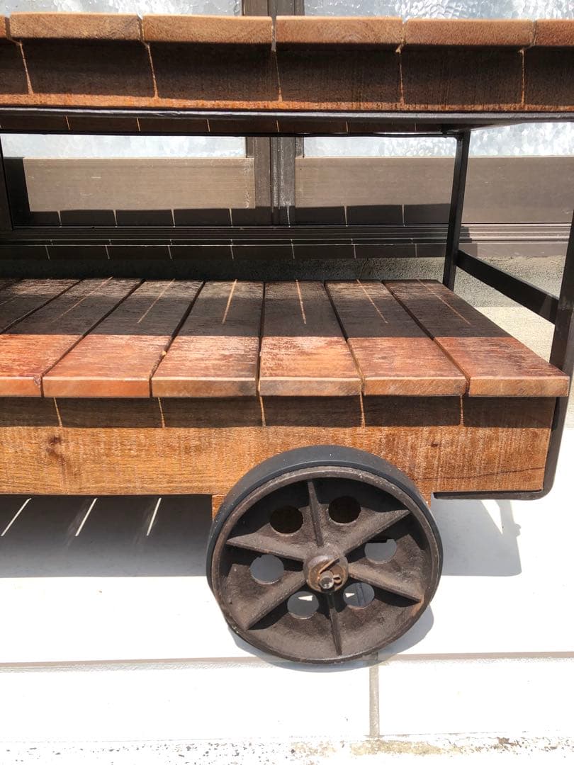 ジャーナルスタンダードファニチャー　木製二段シェルフ 車輪付き 120cm