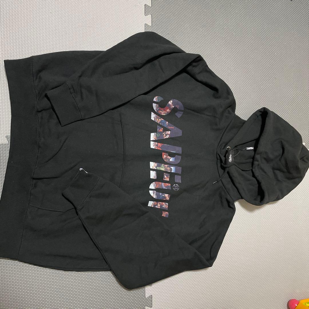 SAPEurブラック フード付きパーカー　メンズM