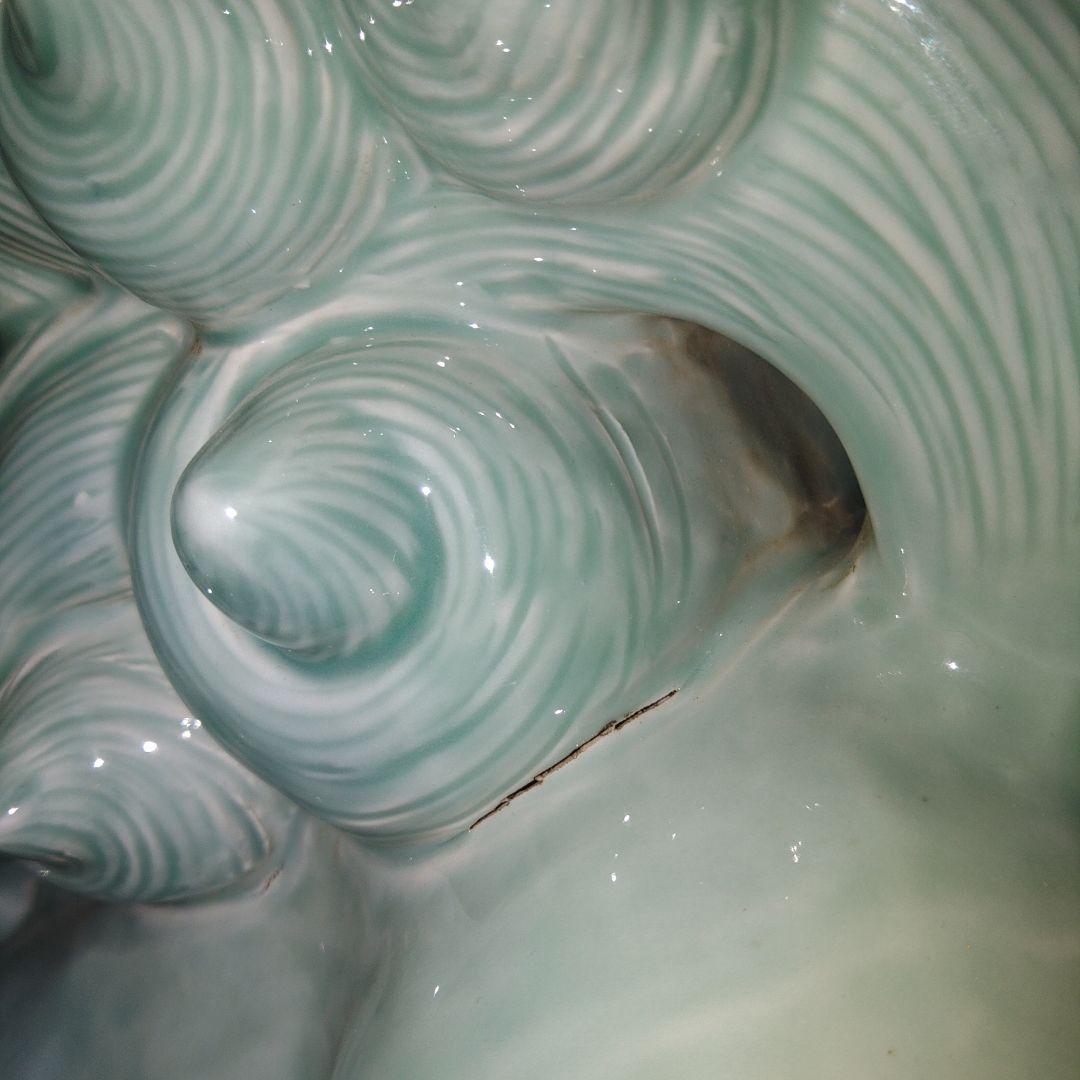 鍋島青磁　特大獅子　置物