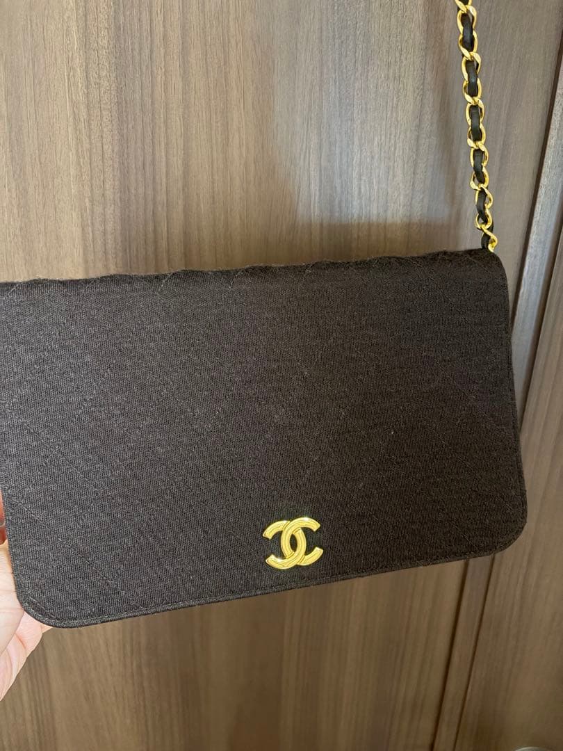 【美品級】CHANEL（シャネル）チェーンショルダーバッグ　マトラッセ　コットン
