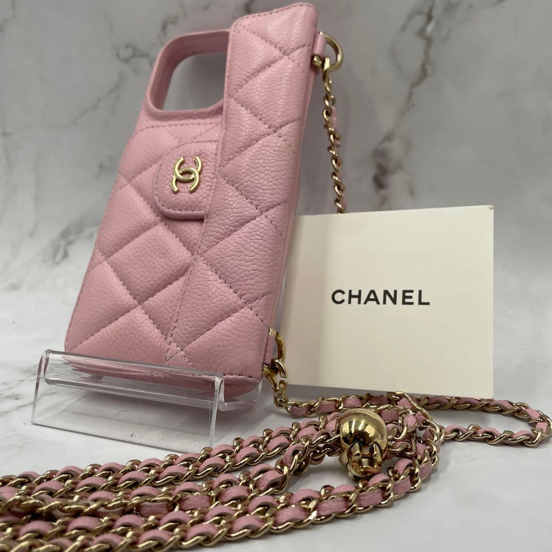 【希少 美品】 シャネル iPHONE15PRO マトラッセ キャビアスキン