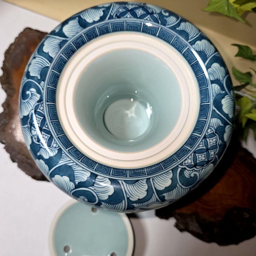 青雲窯 有田焼 染付祥瑞 山水風景図 青雲 茶道具 透かし彫り蜻蛉 三つ足香炉