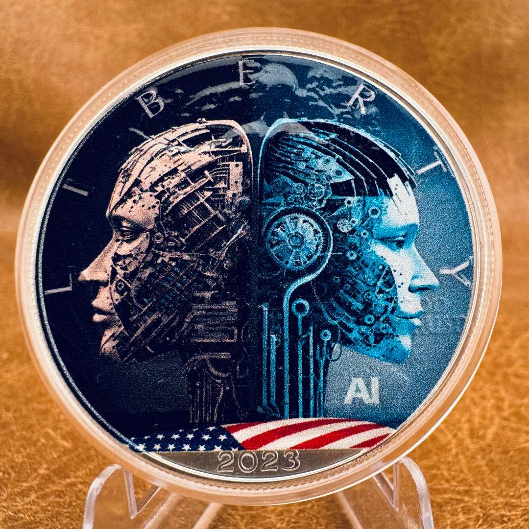 アメリカ イーグル 銀貨 AI 人か機械か カラー