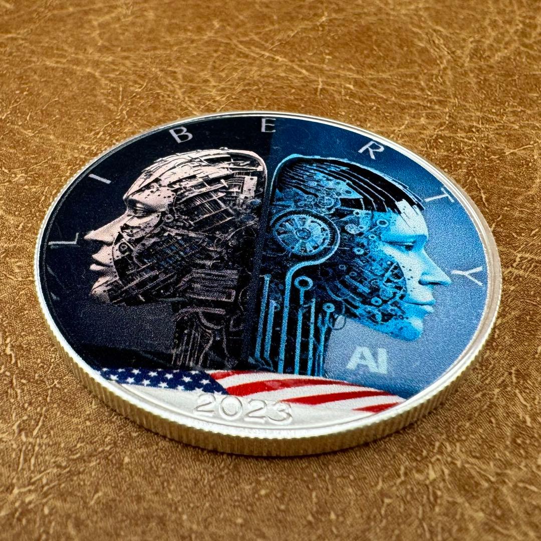 アメリカ イーグル 銀貨 AI 人か機械か カラー