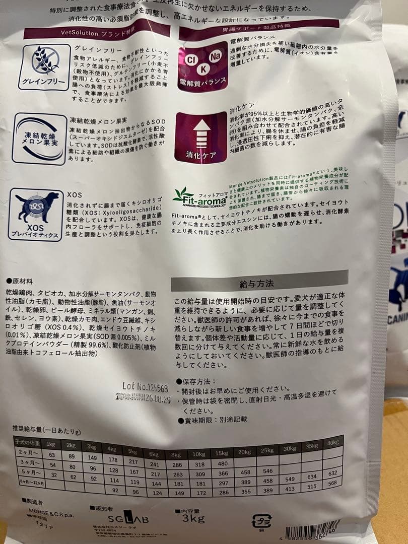 最終！！Monge VetSolution 消化器サポート 子犬用3kg3袋