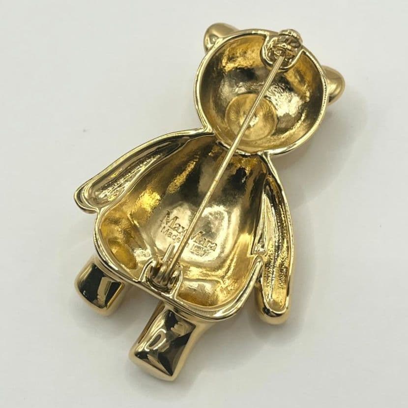 新品★Max Mara テディベア ブローチ SHINY GP×ラインストーン