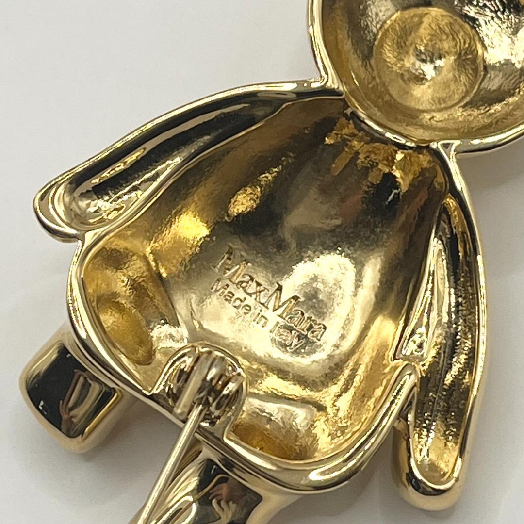 新品★Max Mara テディベア ブローチ SHINY GP×ラインストーン