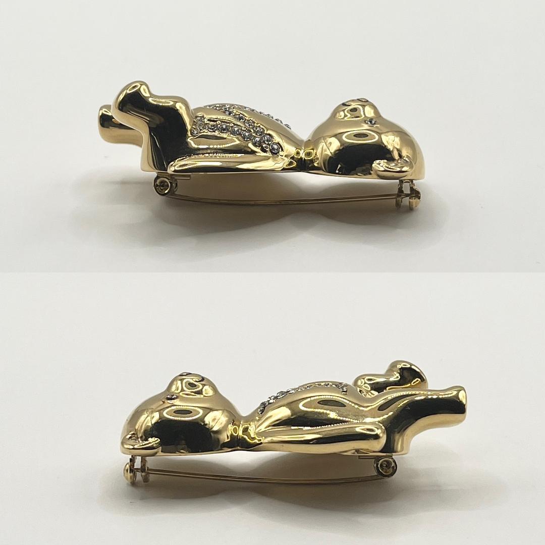 新品★Max Mara テディベア ブローチ SHINY GP×ラインストーン