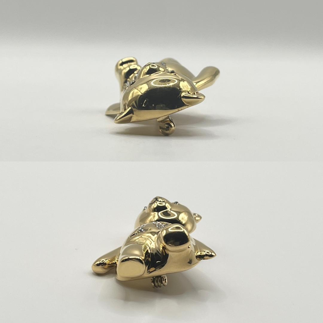 新品★Max Mara テディベア ブローチ SHINY GP×ラインストーン