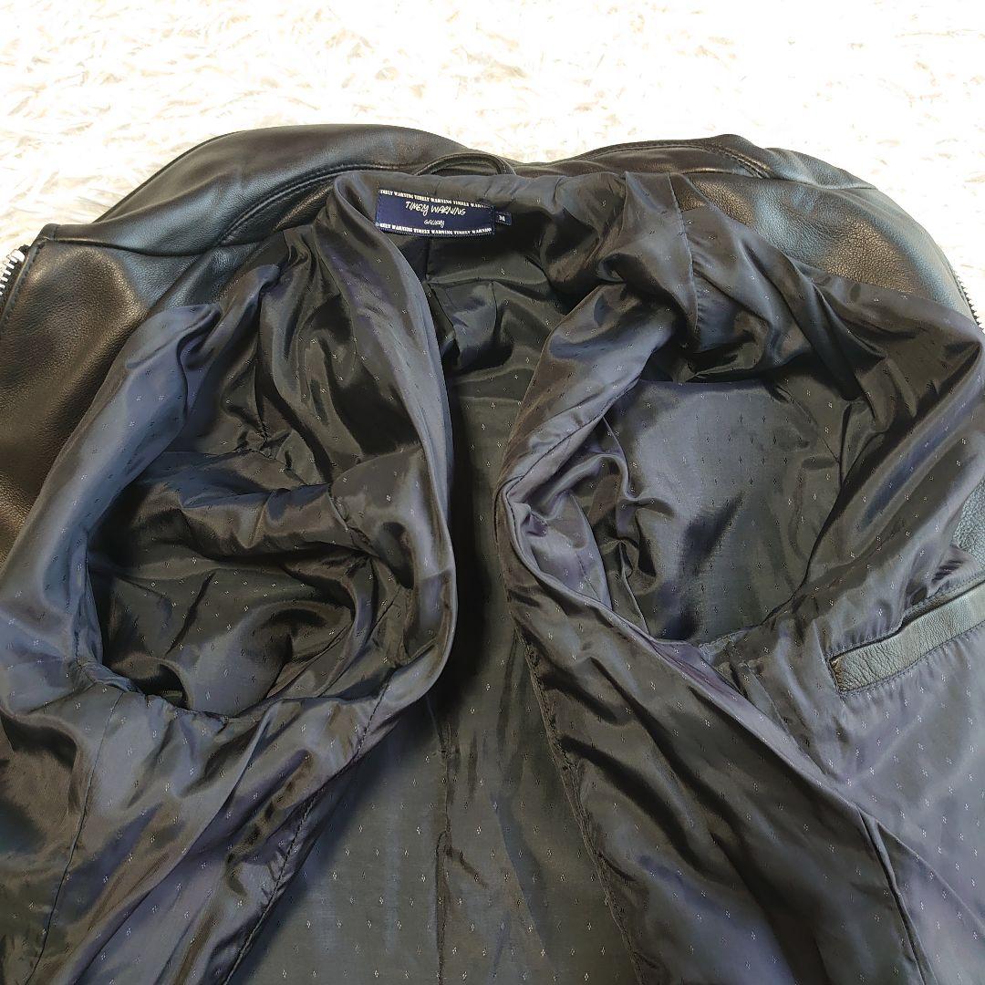 【未使用級】タイムリーワーニング 羊革 シングルライダース ジャケット M