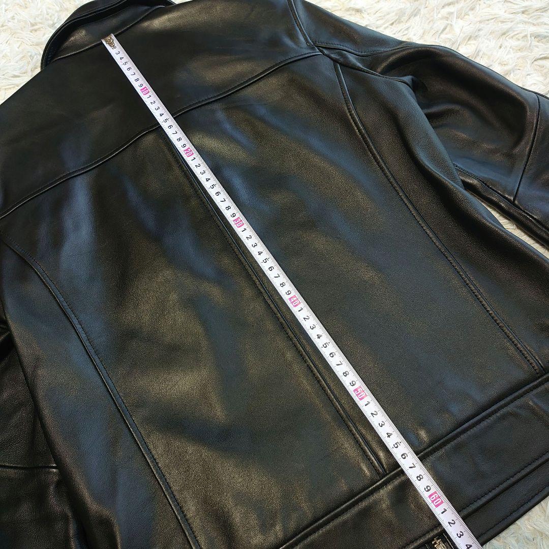 【未使用級】タイムリーワーニング 羊革 シングルライダース ジャケット M