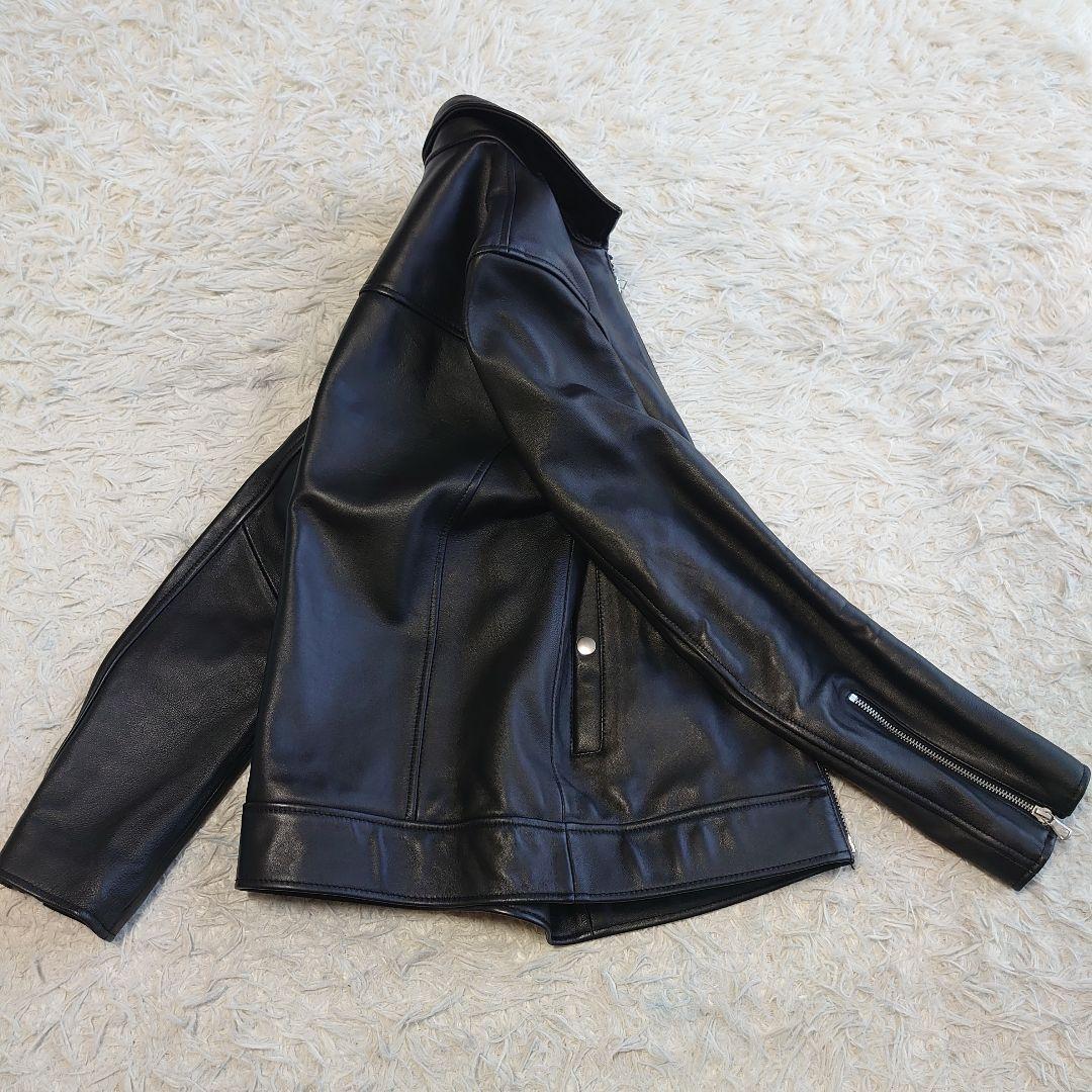 【未使用級】タイムリーワーニング 羊革 シングルライダース ジャケット M