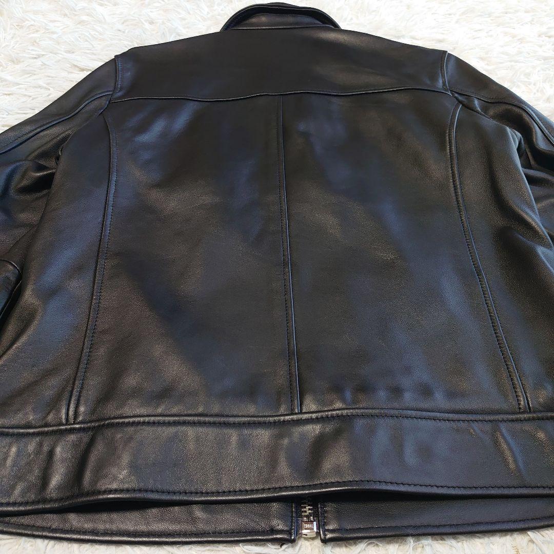 【未使用級】タイムリーワーニング 羊革 シングルライダース ジャケット M