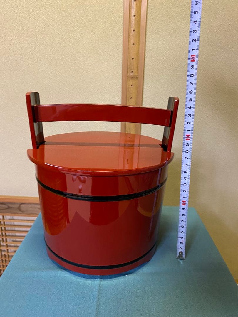 【本日限定】茶道具/手桶水指 豪秀(坂水秀雄)朱黒 輪島塗 茶器水指 工芸品