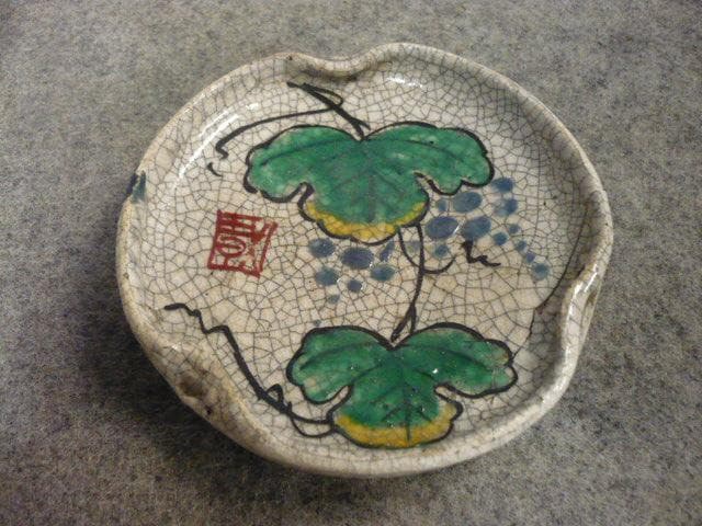 播州姫路 幻の焼物 林田焼ぶどう図4寸小皿 5枚 [B31709]