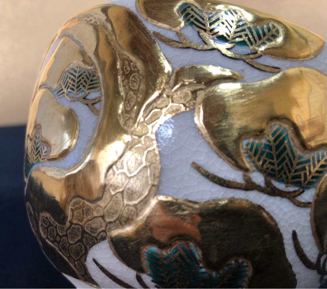 《R》色絵仁清金彩老松画 茶碗 清閑寺窯 杉田祥平造 共布共箱 260114き3