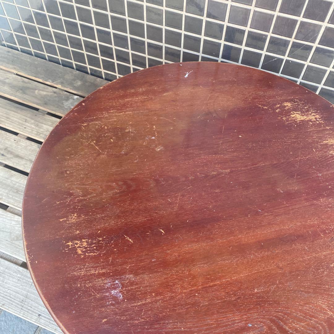 B.昭和レトロ 折りたたみ式ちゃぶ台 丸 円卓 時代物 古道具 古家具