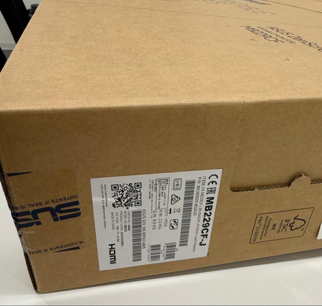 ASUSモニター 本体/ZenScreen MB229CF-J 22インチ