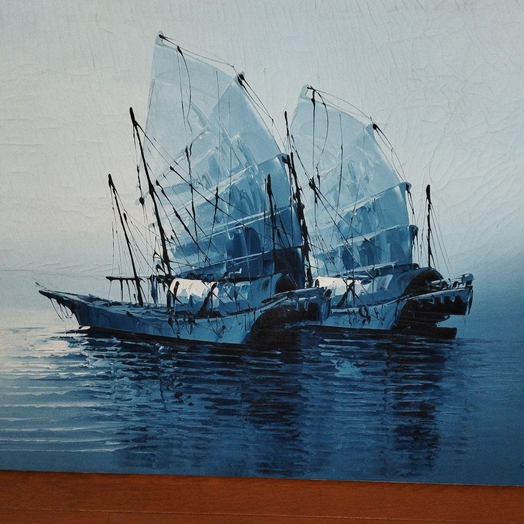 幌船　肉筆油絵120cm✕60cm