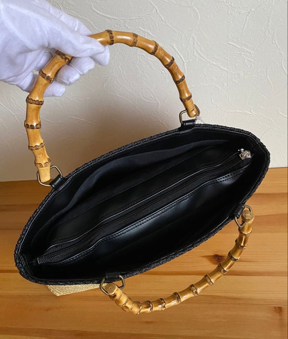 さくらさん専用です。【新品未使用】カゴ風バッグ　生成り×ブラック