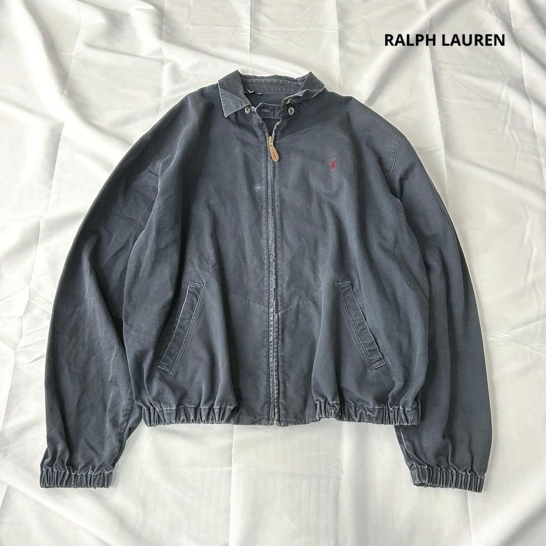 ラルフローレン 90s スイングトップ ネイビー L 胸元 ポニー 刺繍ロゴ