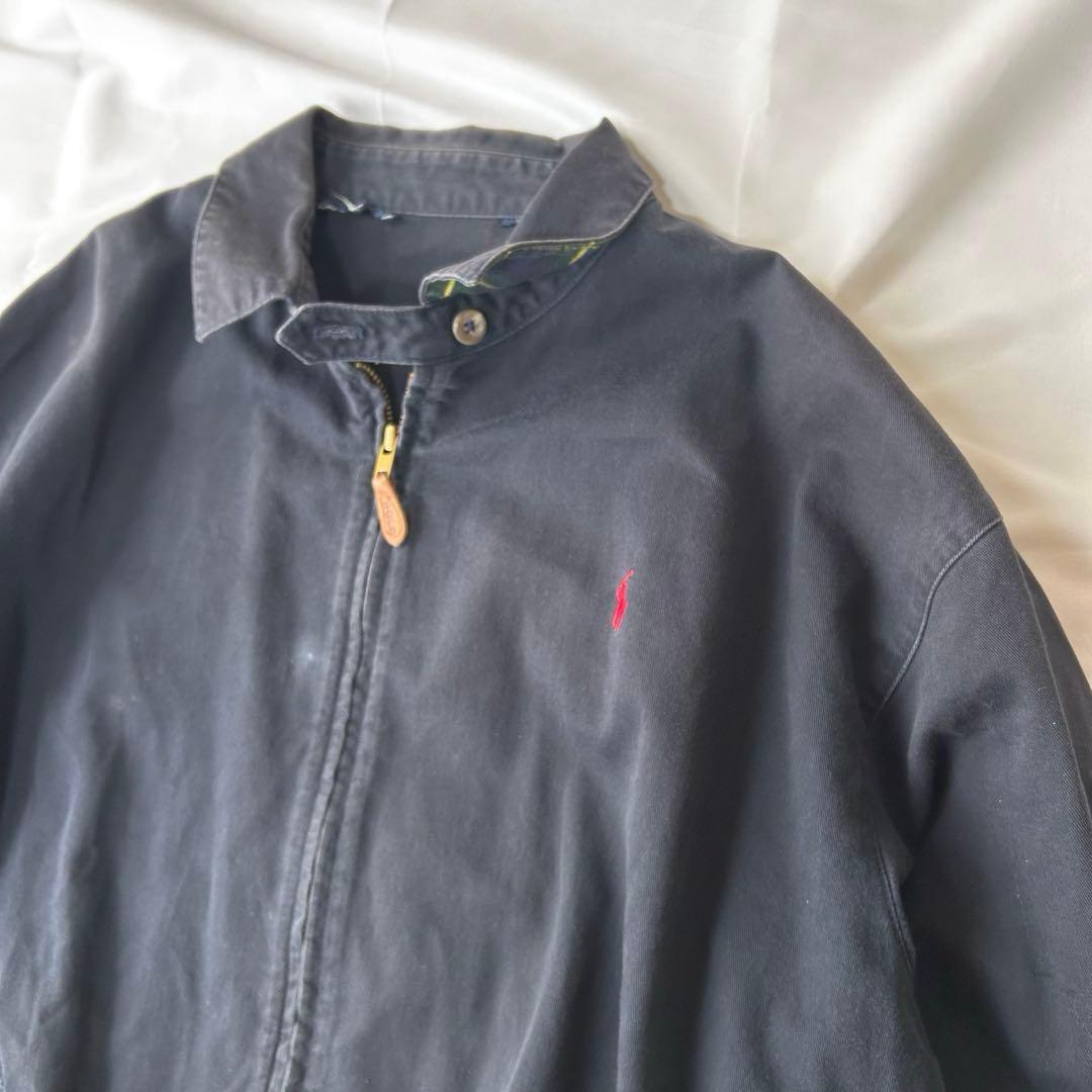 ラルフローレン 90s スイングトップ ネイビー L 胸元 ポニー 刺繍ロゴ