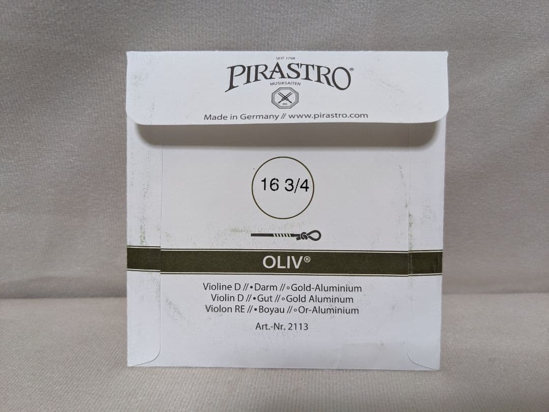 Pirastro Oliv D線 ゴールドアルミ巻／バイオリン弦（未使用）