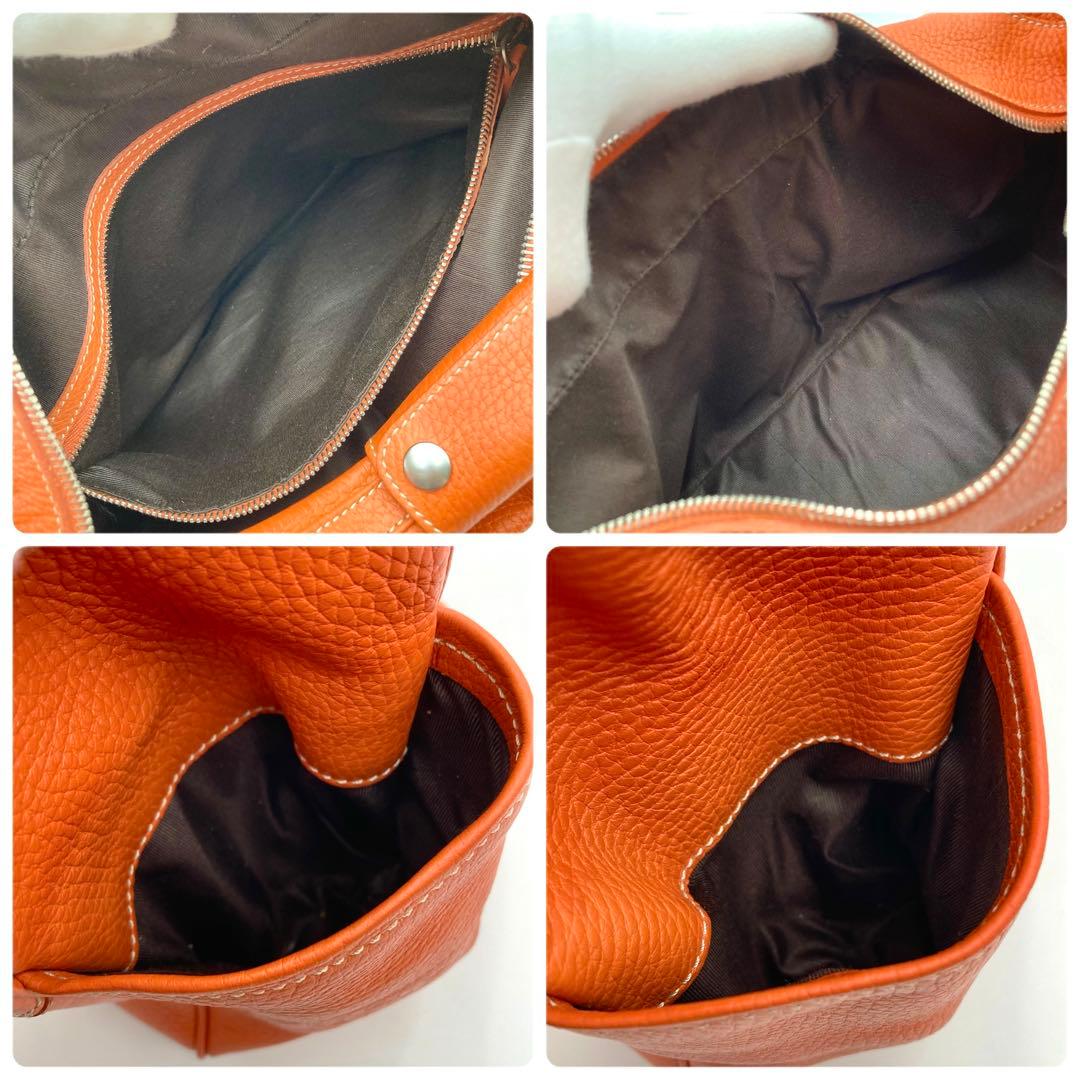 美品✨TOD'S ミキーバッグ ワンショルダー レザー オレンジ ジップ 希少色