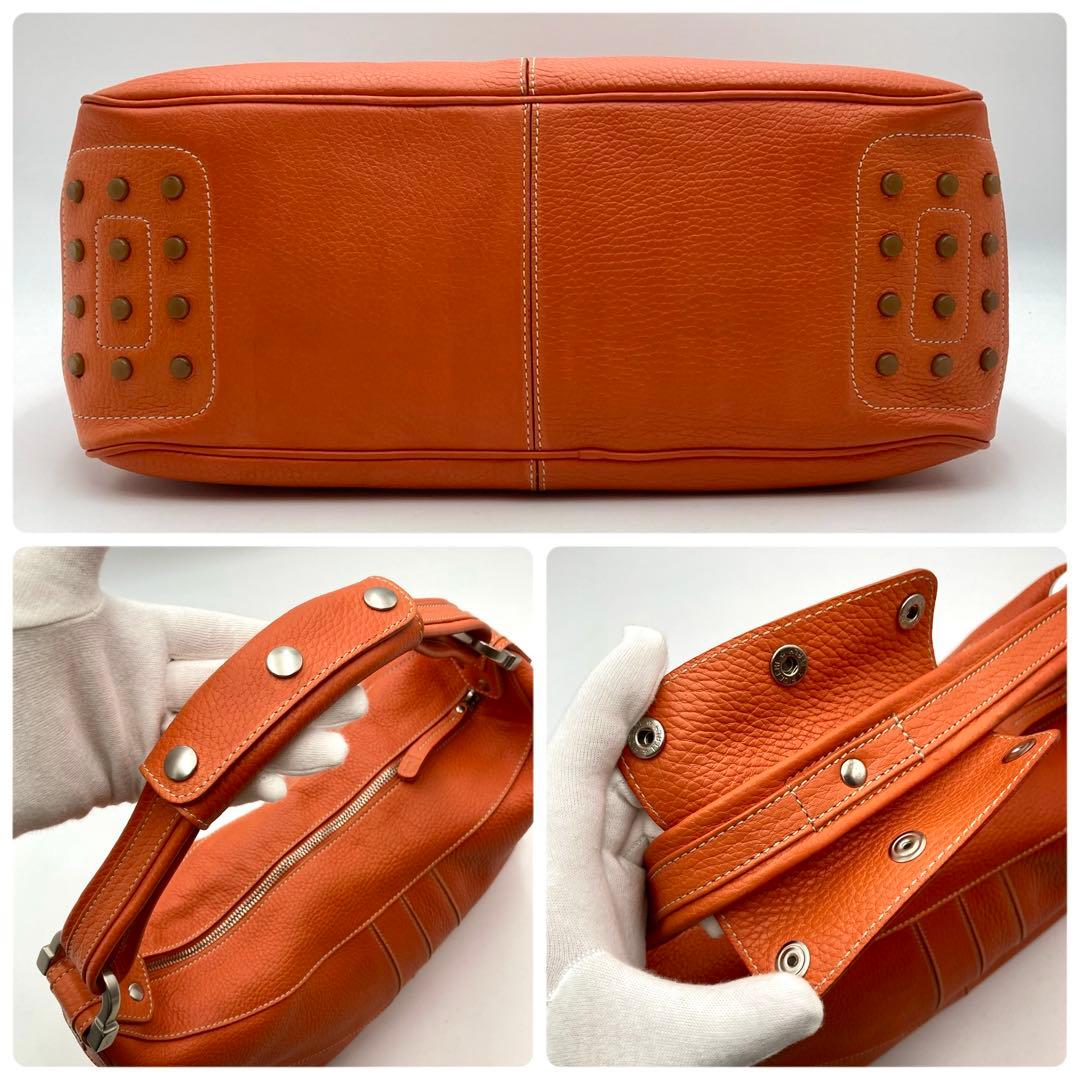 美品✨TOD'S ミキーバッグ ワンショルダー レザー オレンジ ジップ 希少色