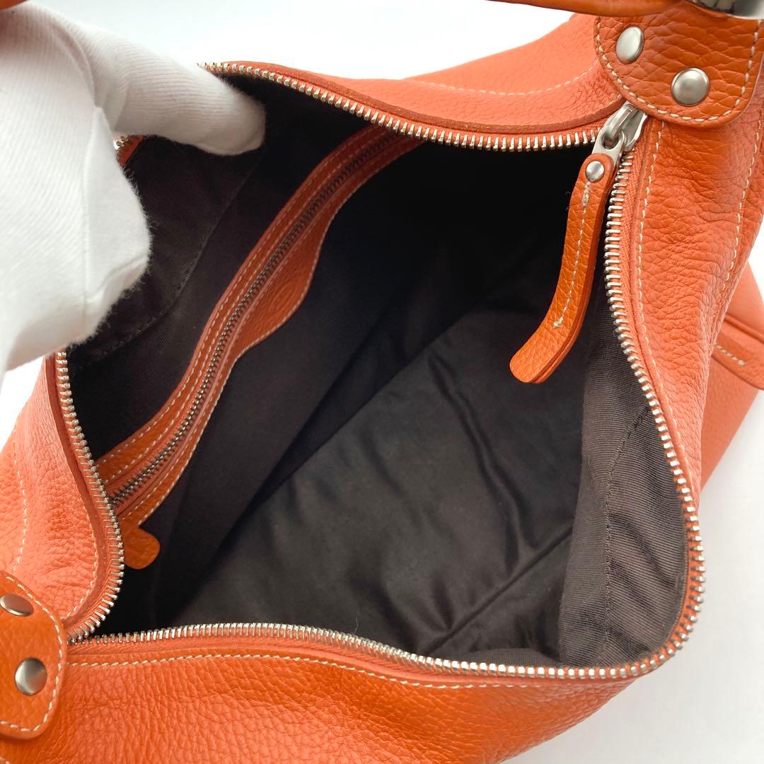 美品✨TOD'S ミキーバッグ ワンショルダー レザー オレンジ ジップ 希少色