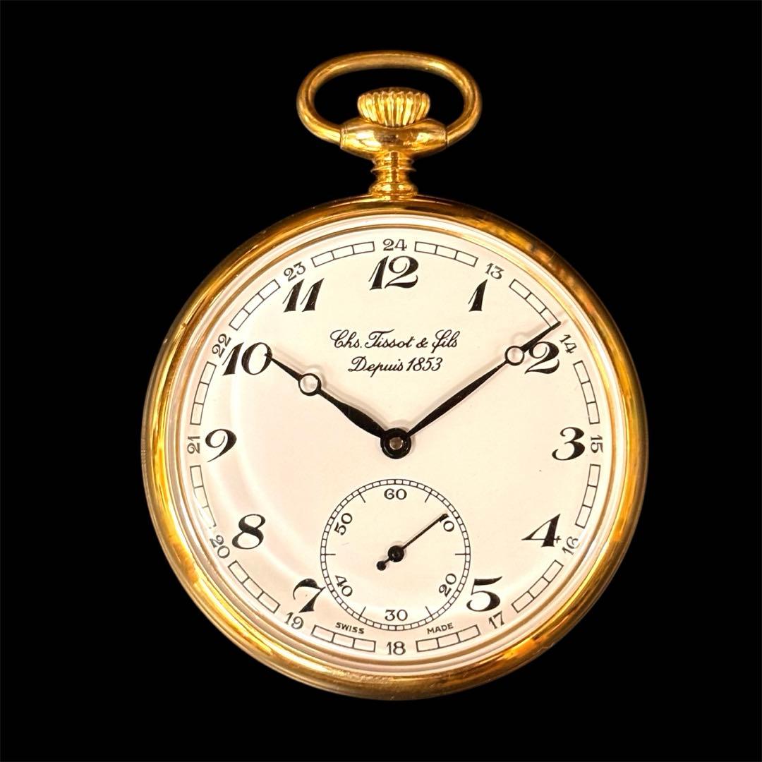 TISSOT ティソ 金メッキ×ステンレス ゴールド 手巻き 懐中時計 スイス製