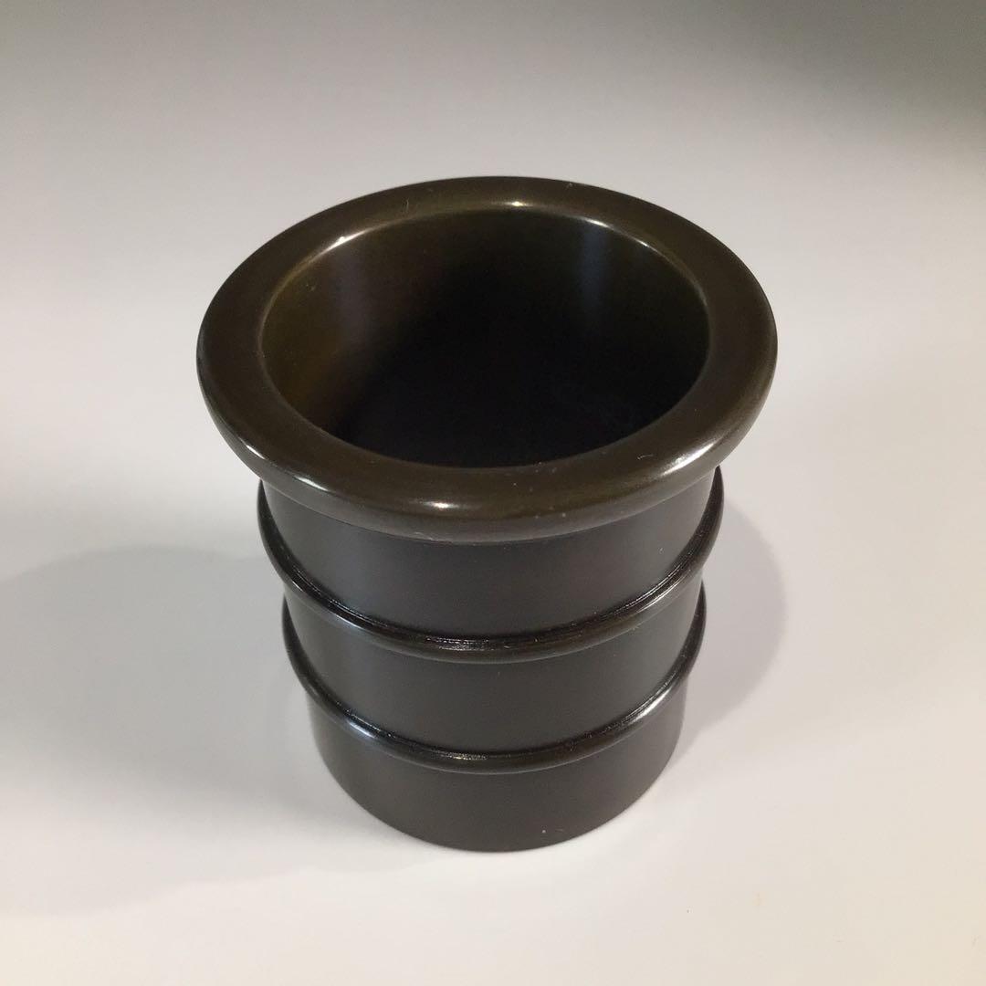 Ｐ３８１　皆具　『藤井宗喜造』『唐銅』『鬼面釻』『水指　建水　蓋置　杓立』　共箱