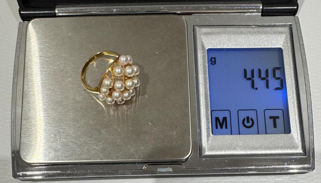 リリ奈々K18 小粒パール リング 12号 約4.4g クラスターデザイ