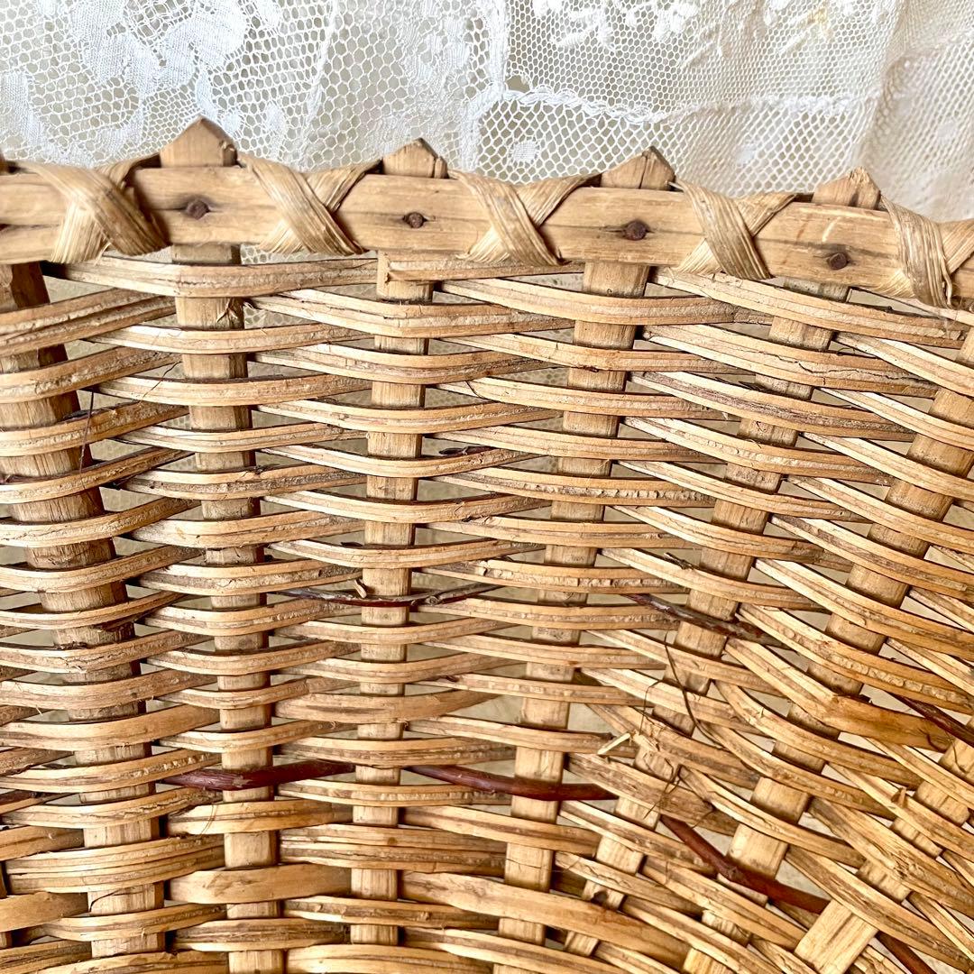 アンティークパニエ　ハンドル付き籠　フランスアンティーク　かごカゴ　赤ずきん