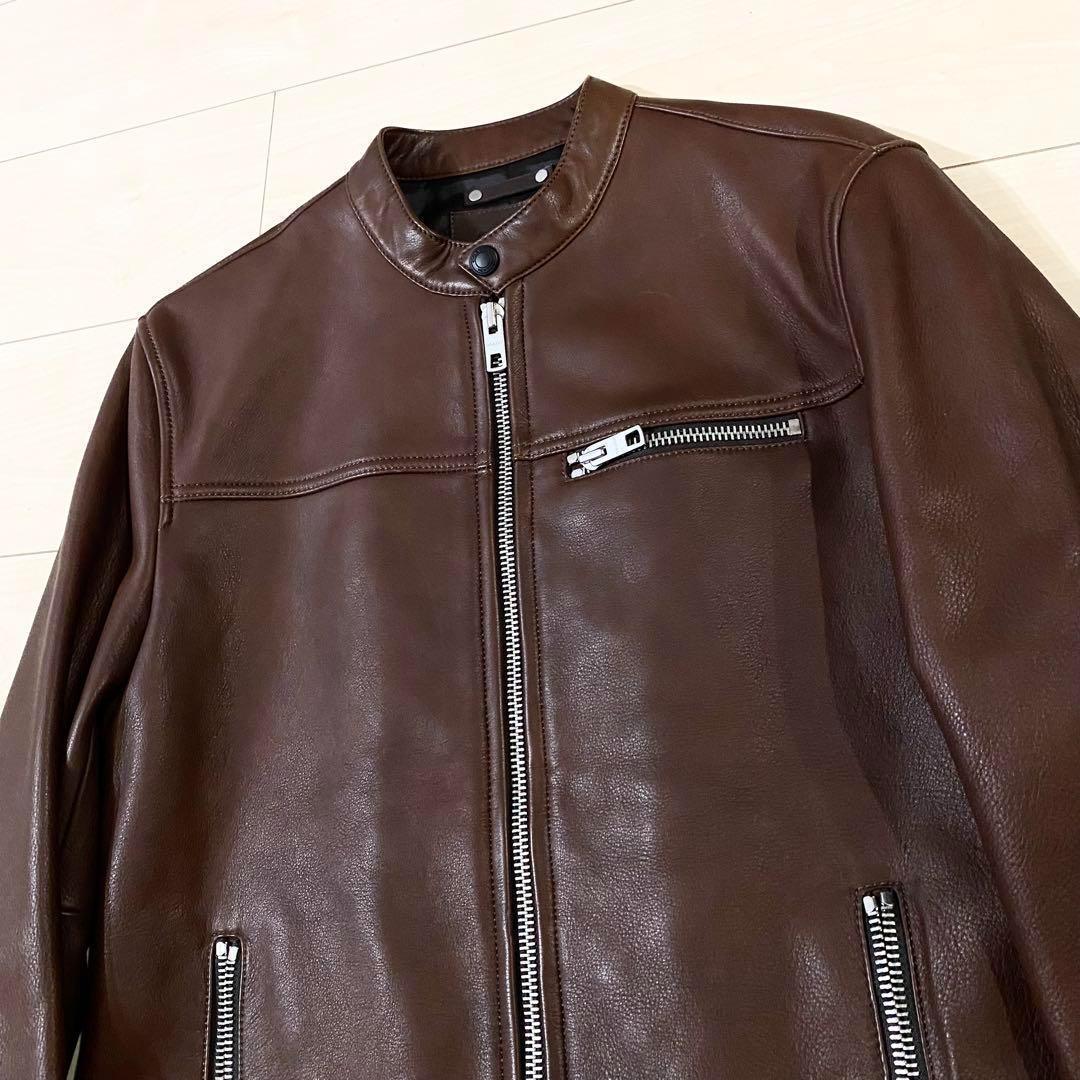 coach コーチ　牛革　レザージャケット　シングルライダース　ブラウン　S