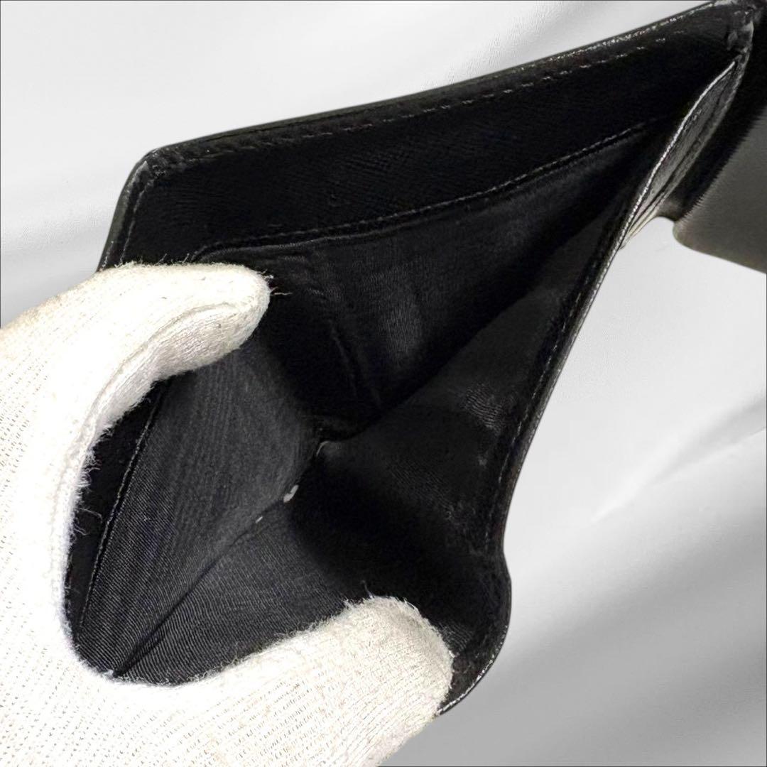 極美品✨ PRADA プラダ 三つ折り財布 オールレザー ブラック 三角ロゴ