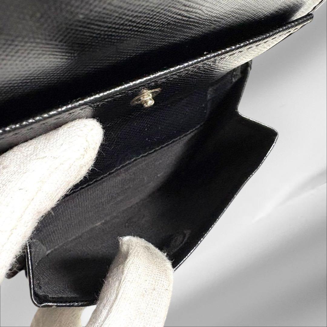 極美品✨ PRADA プラダ 三つ折り財布 オールレザー ブラック 三角ロゴ