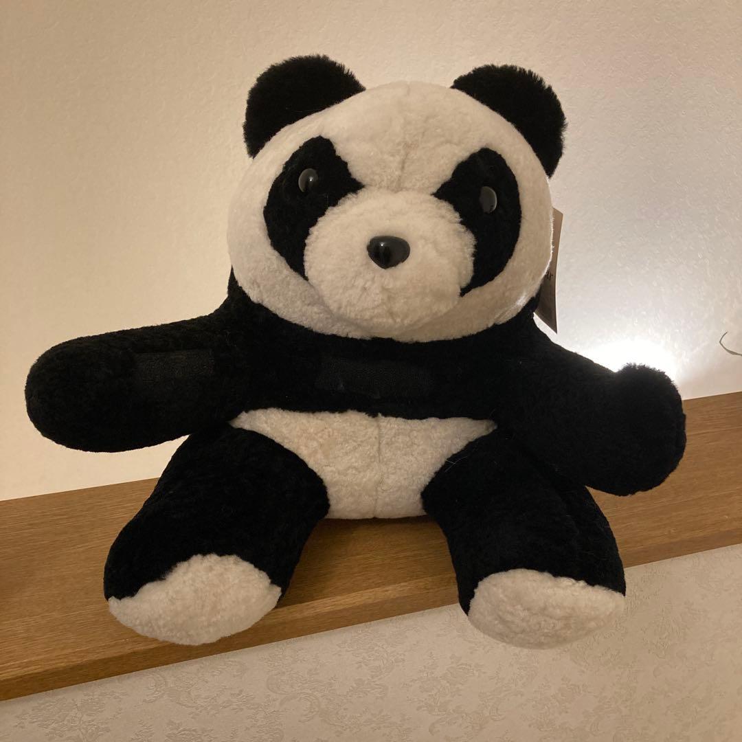 ★《羊革・ベビーラム》パンダ親子セット上質毛皮素材　一点物
