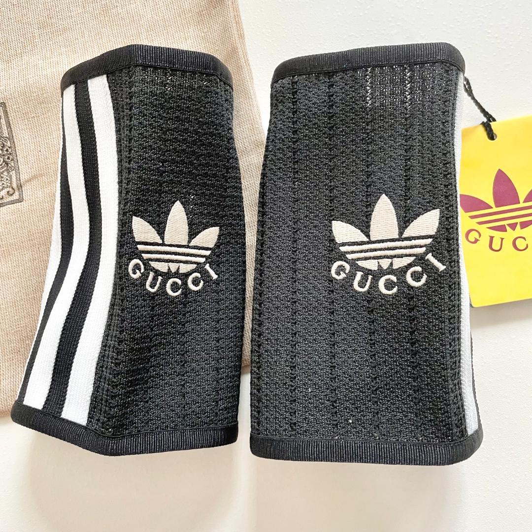 グッチ アディダス コラボ グローブ 手袋 指なし ニット ロゴ 黒 ブラック