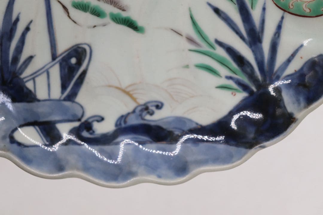 江戸　伊万里色絵　あわび型盛皿　大明年製銘　アンティーク　送料込み251010