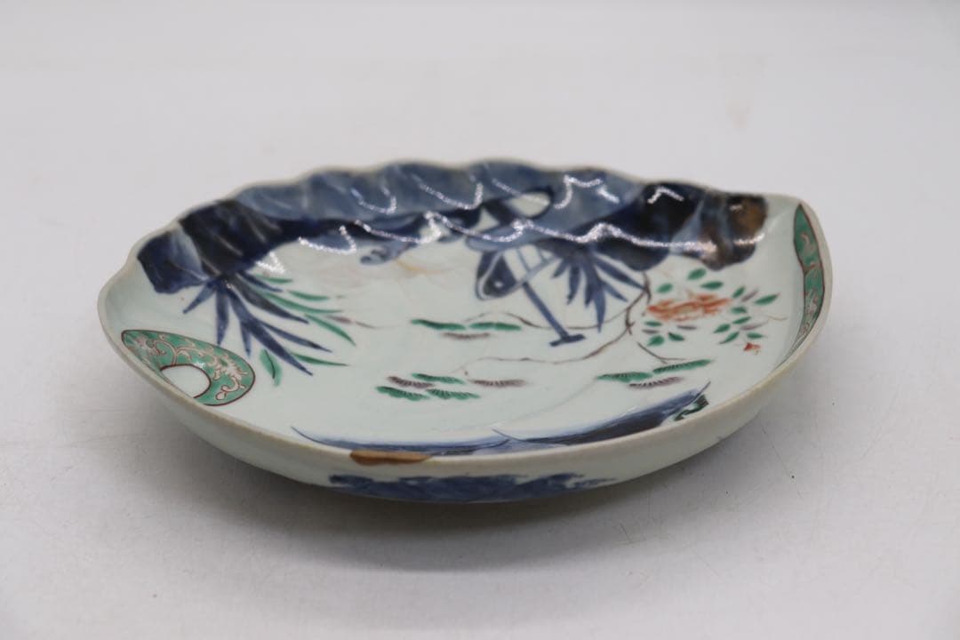 江戸　伊万里色絵　あわび型盛皿　大明年製銘　アンティーク　送料込み251010