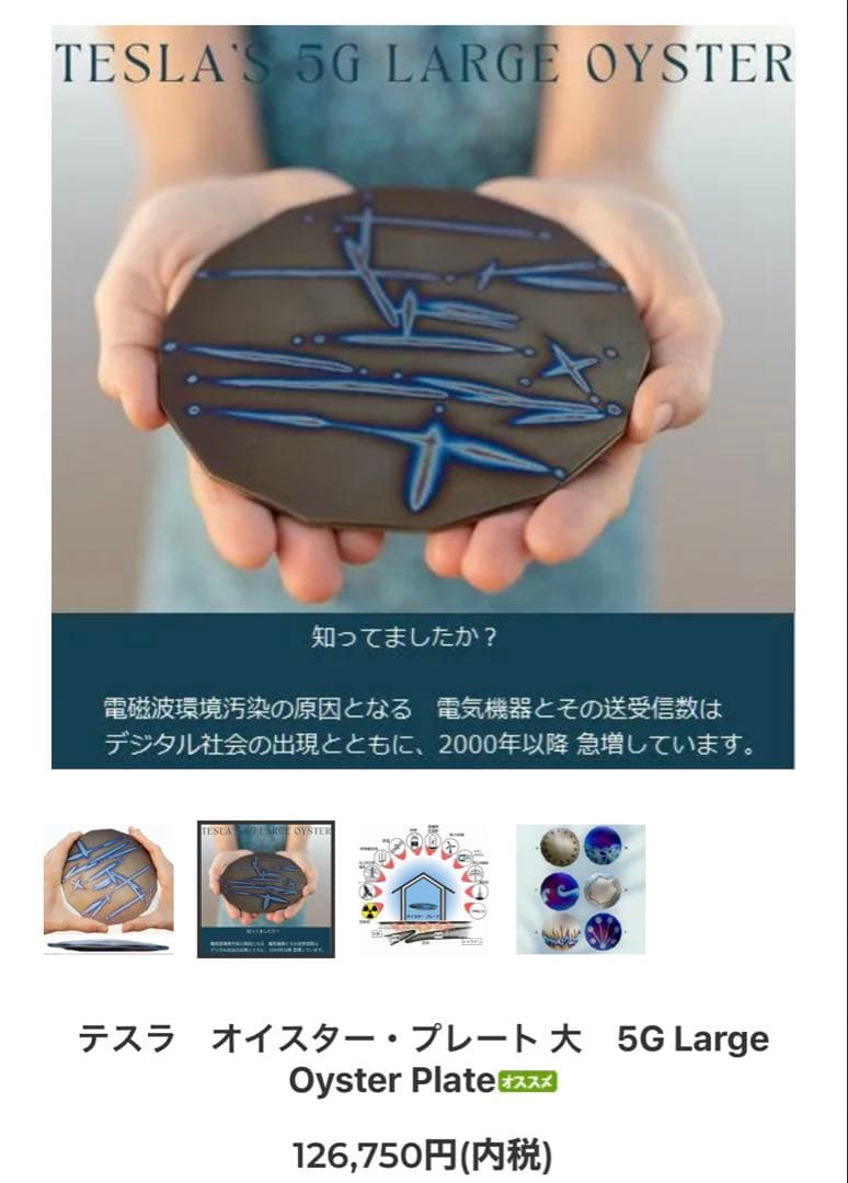 【電磁波対策】テスラ　オイスタープレート　《大》