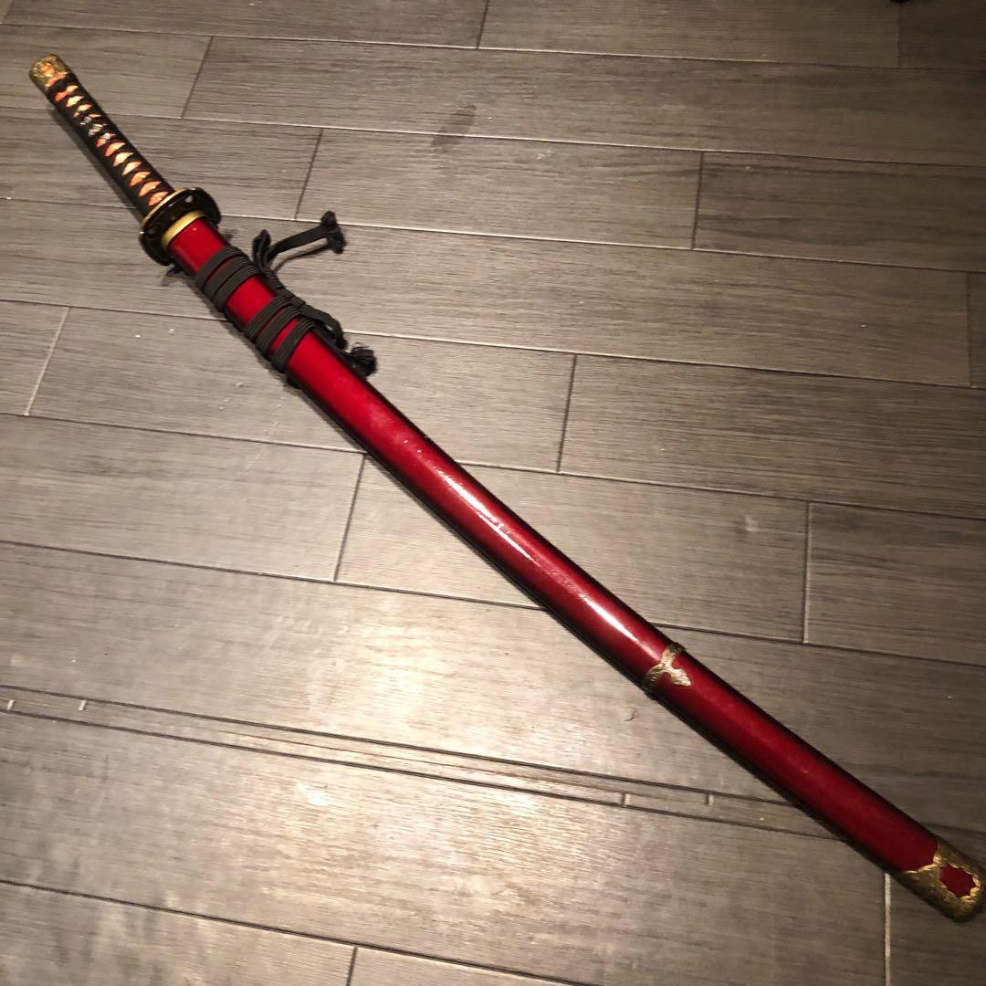 高級模造刀　居合刀　樋入刀身　朱拵え　合金刀身