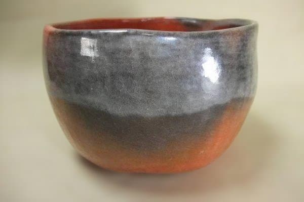 柿高台 「福井楽印」赤楽茶碗 茶道具 抹茶茶碗 京焼 清水焼 共箱