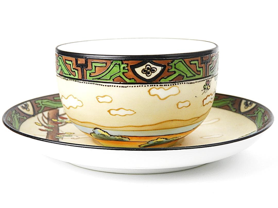 オールドノリタケ ウッドランド カップ ソーサー アンティーク