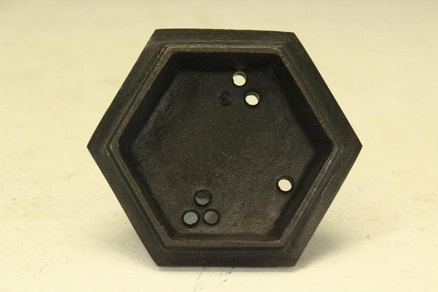 銅製 六角 象足 獅子蓋 香炉 未使用 共箱(LC790)